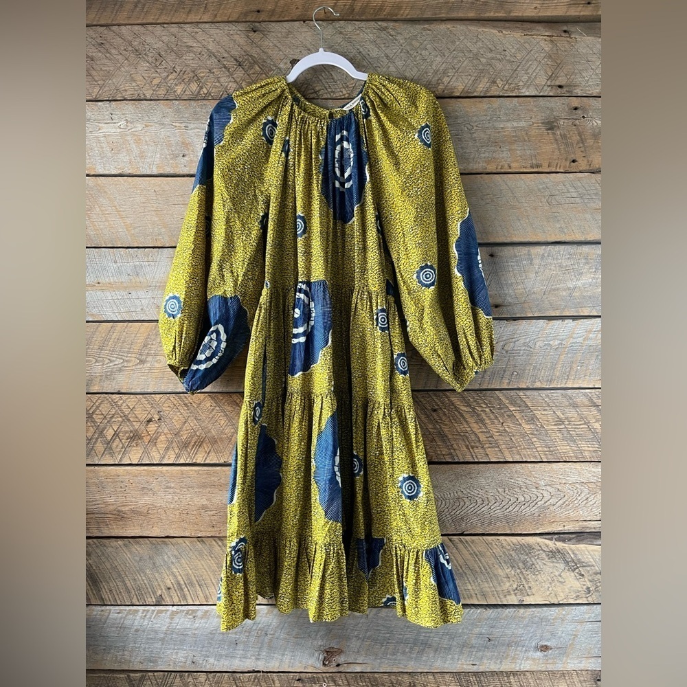 Ulla Johnson Sz 2 Emelyn 100% Cotton Dress Puff Sleeve Bold Print Wedding Event - Picture 4 of 16